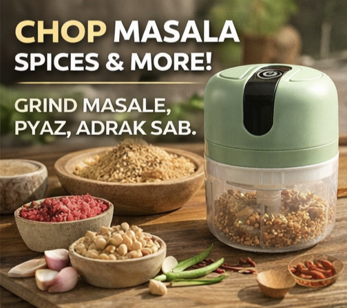 Drumstone Wireless USB Rechargeable Mini Electric Garlic Chopper – 250ml, 3-Blade Food Processor | Portable, BPA-Free, for Onion, Ginger, Vegetables