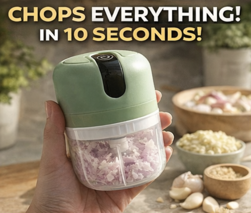 Drumstone Wireless USB Rechargeable Mini Electric Garlic Chopper – 250ml, 3-Blade Food Processor | Portable, BPA-Free, for Onion, Ginger, Vegetables