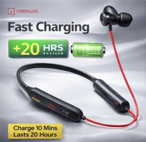 OnePlus Bullets Wireless Z2 ANC Bluetooth in Ear Earphones with Mic, 45dB Hybrid ANC, Bombastic Bass - 12.4 mm Drivers, 10 Mins Charge - 20 Hrs Music, 28 Hrs Battery