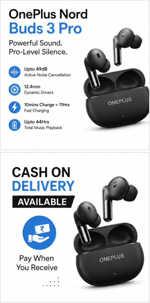 OnePlus Nord Buds 3 Pro Truly Wireless Bluetooth Earbuds with Upto 49dB Active Noise Cancellation,12.4mm Dynamic Drivers,10mins for 11Hrs Fast Charging with Upto 44Hrs Music Playback