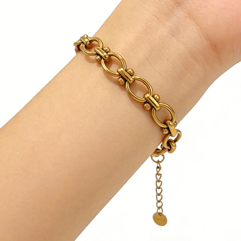 Retro Circular Panel Splicing Design Chain Bracelet